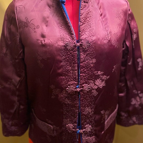 Vintage silk reversible smoking jacket - Picture 2 of 6